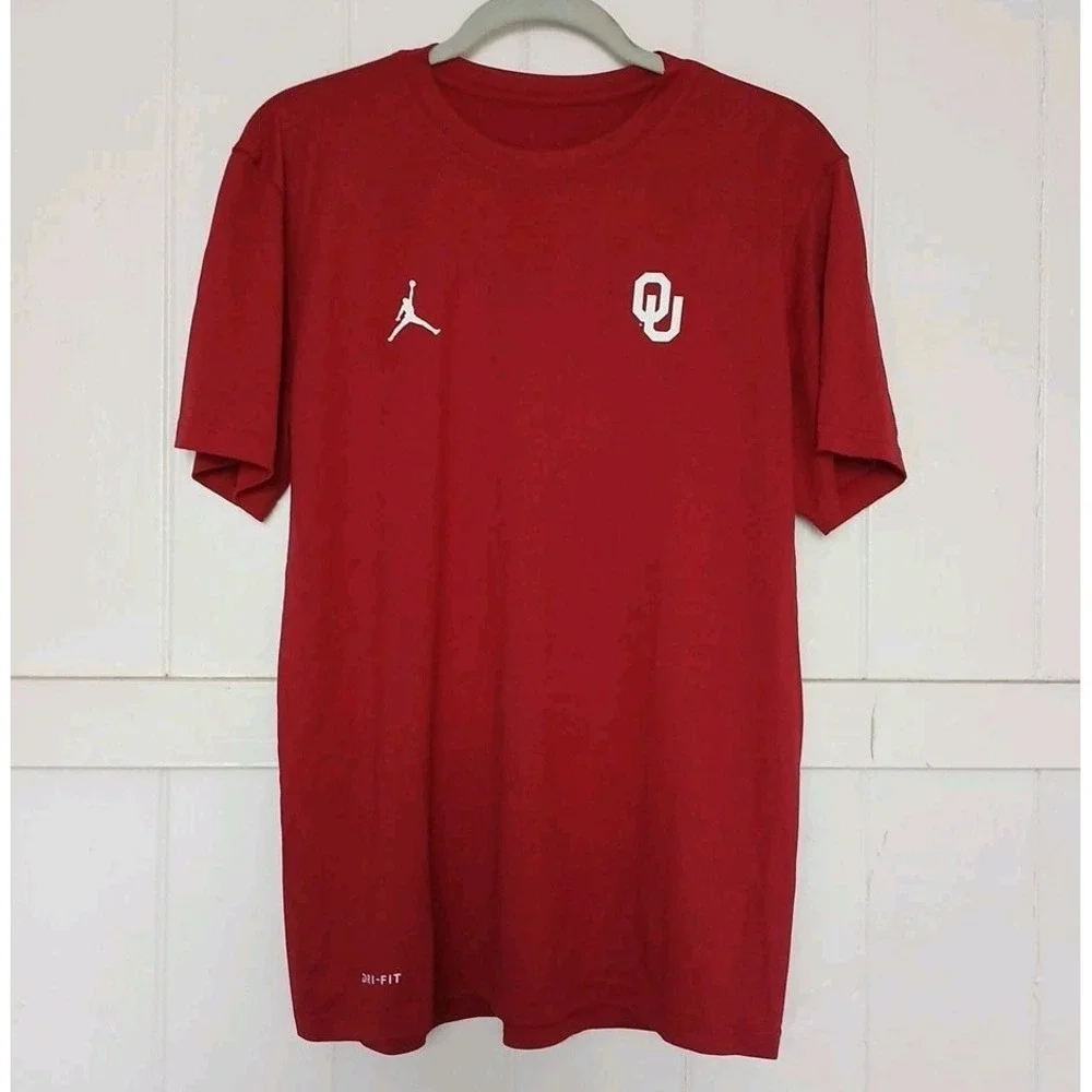 Jordan Oklahoma Sooners T-shirt Mens L‎ Crimson Red Dri-FIT CT2278-613